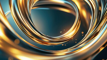 Poster - elegant swirling metallic curves in vibrant golden tones abstract digital artwork