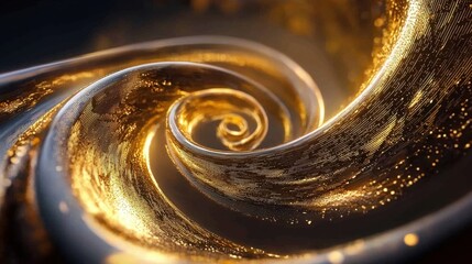 Poster - Mesmerizing Golden Liquid Swirl Abstract Motion Background