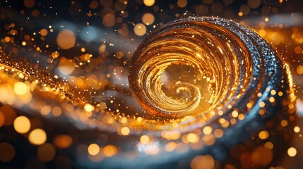 Poster - Captivating Golden Swirl of Shimmering Glitter and Sparks Evoking Celestial Splendor