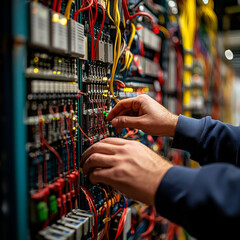 Poster - Adjusting complex electrical equipment with precision and care