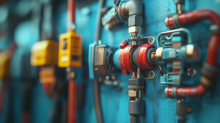 Poster - Close up of professional electrical system components and pipes