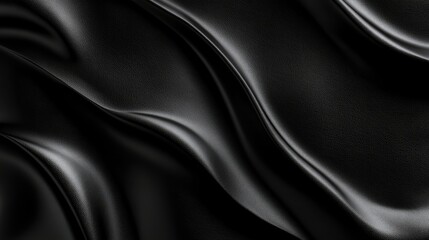 Poster - Elegant and Smooth Black Fabric Background with Soft Waves and Textures for Fashion, Design, and Artistic Applications in Various Creative Projects