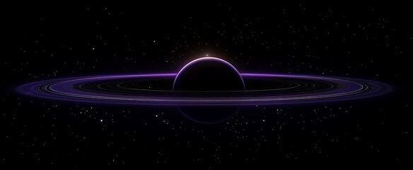 Wall Mural - dark planet with purple rings in space.