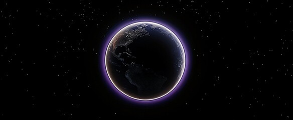 Wall Mural - earth glowing in space, surrounded by stars.