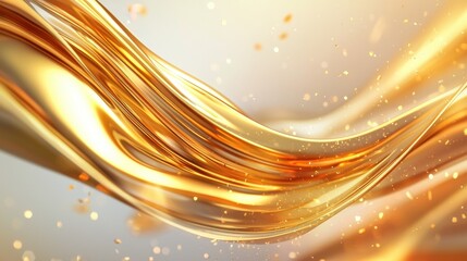 Poster - Flowing Golden Liquid Wave with Shimmering Gradient Texture and Elegant Metallic Sheen