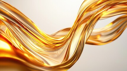 Poster - Flowing Liquid Waves of Shimmering Golden Elegance and Dynamic Movement