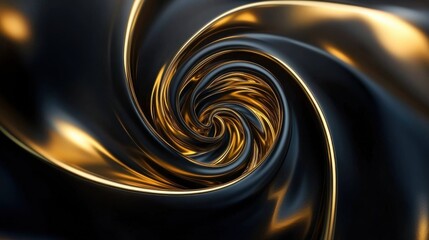 Poster - captivating golden swirling vortex abstract fractal art pattern for digital background or wallpaper