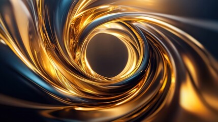 Poster - Mesmerizing Swirls of Golden Fluid in Motion