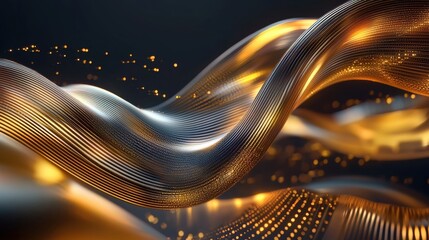 Poster - mesmerizing abstract waves of luminous energy and dynamic curves glowing in the dark