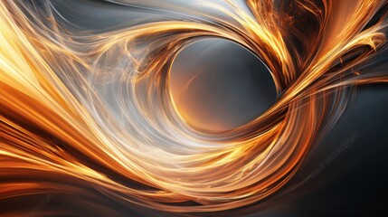 Poster - mesmerizing fluid motion of swirling orange and gold tones in abstract digital