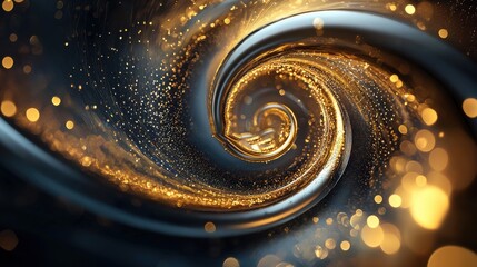 Poster - Mesmerizing Swirling Vortex of Glittering Cosmic Particles in Enchanting Fluid Motion