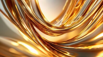 Poster - Captivating Abstract Fluid Motion in Mesmerizing Golden Tones