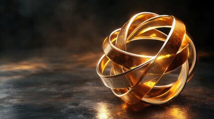 Poster - glowing twisted spherical abstract digital art sculpture with luminous swirling patterns and geometr