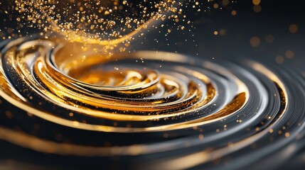Poster - Mesmerizing Golden Swirls and Sparkling Glitter in Abstract Motion