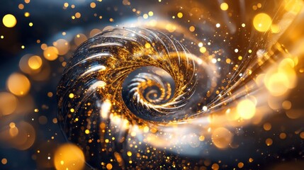 Poster - Swirling cosmic energy burst with shimmering stars in captivating galactic space abstract