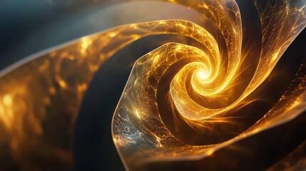 Poster - Mesmerizing Fractal Spiral of Fiery Golden Energy in Motion