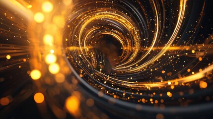 Poster - Captivating Swirling Vortex of Luminous Cosmic Energies in Mesmerizing Digital Visualization