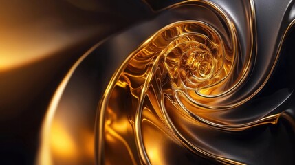 Poster - Mesmerizing Metallic Spiral Fractal Abstract Design