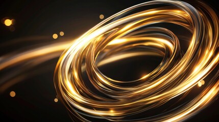 Poster - Shimmering Golden Ethereal Swirls of Kinetic Energy Vibrant Digital Abstract Background