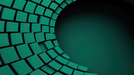 Teal Abstract: A captivating abstract backdrop with a mesmerizing array of teal-colored squares arranged in a spiraling pattern, creating a sense of depth and dynamic movement.  