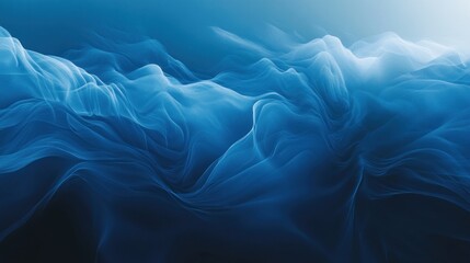 Poster - Blue fabric waves, abstract background, flowing texture, design element