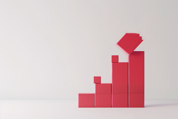 Poster - Abstract red blocks forming an upward trend.