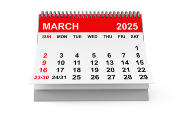 Poster - 2025 Year March Calendar. 3d rendering