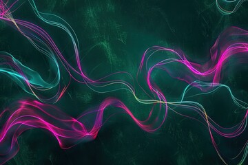 Poster - Abstract swirling neon lines on dark background