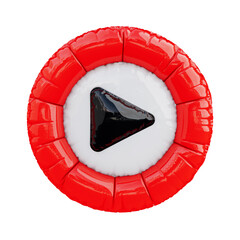 Poster - media player play button icon in shape of balloon. 3d rendering