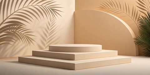 Poster - A model of a stage with a palm tree in the background
