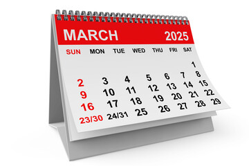 Poster - 2025 Year March Calendar. 3d rendering