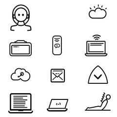 Fototapete - Collection of technology and communication icons