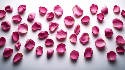 Aufkleber - Beautiful Abstract Arrangement of Pink Rose Petals on White Background for Romantic Decor : Generative AI