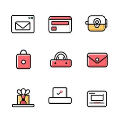 Fototapete - Collection of colorful line icons for website and app design.