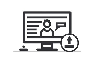 Fototapete - Online profile upload; data transfer shown on computer screen.