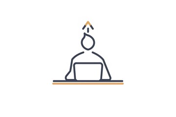 Poster - Person working on laptop, upward arrow signifies growth.