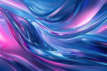 Poster - abstract swirls of blue and pink liquid