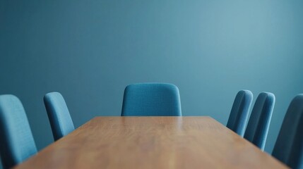 Poster - Empty conference table inviting collaboration and strategic discussions in modern office