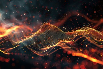 Poster - Abstract glowing wave particles background