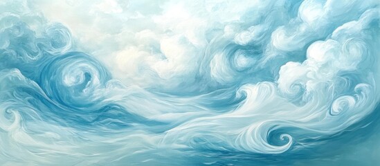 Wall Mural - Abstract swirling cloudscape in teal and white.