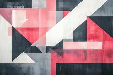 Poster - Abstract geometric art in pink, gray, and white.