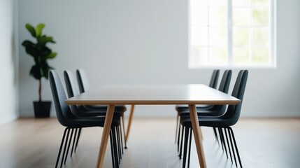 Poster - Modern corporate meeting room with empty table and chairs