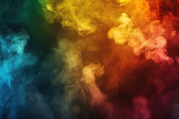 Poster - Abstract colorful smoke swirls on dark background