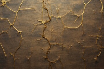 Wall Mural - Distressed Wooden Surface With Cracked Texture And Golden Veins