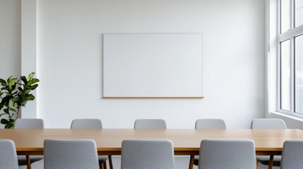 Poster - Modern meeting room with whiteboard and table with chairs