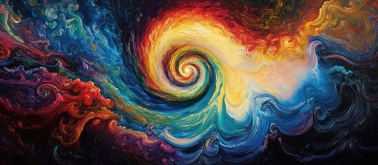 Wall Mural - abstract swirling colorful vortex painting.