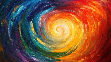 Wall Mural - vibrant color spiral abstract painting.