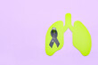 © Pixel-Shot - Green paper lungs with grey ribbon on purple background
