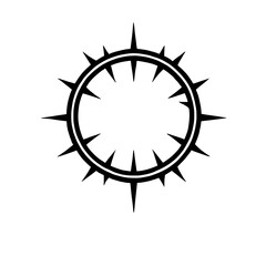 Poster - Spiky Circular Design: A bold, graphic design featuring a circular frame adorned with sharp, pointed spikes radiating outwards, creating a striking and edgy visual. 