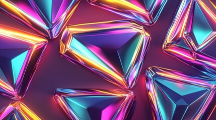 Wall Mural - Iridescent Triangular Gems Glowing Brightly
